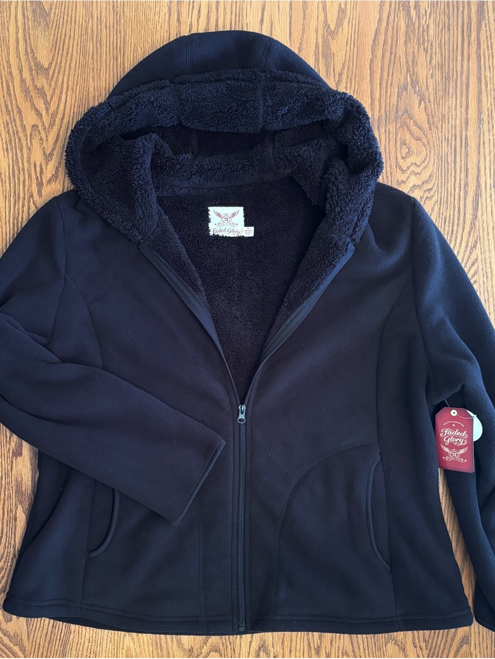 Faded Glory Women’s Black Hooded Fleece Jacket